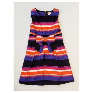 KATE SPADE GIRLS JILLIAN DRESS - SIZE 12 - COLORFUL STRIPED BOW POCKETS